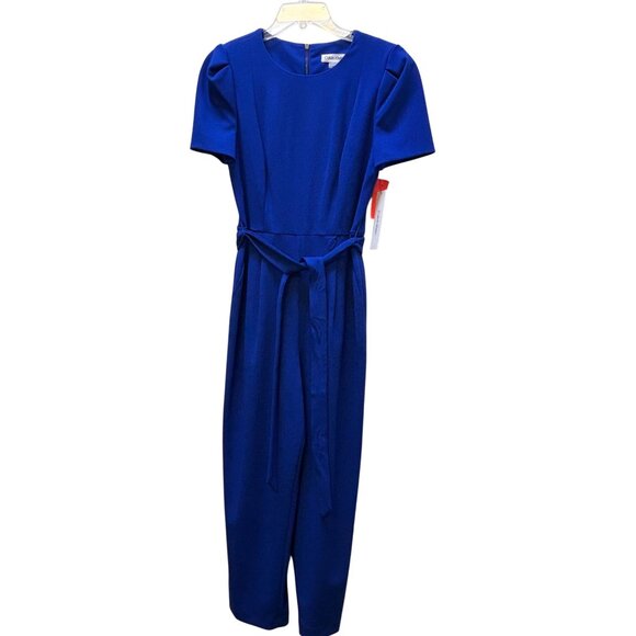 Calvin Klein Blue Jumpsuit With Belt Short Sleeves  Back Zipper Closure 6 - Picture 1 of 4